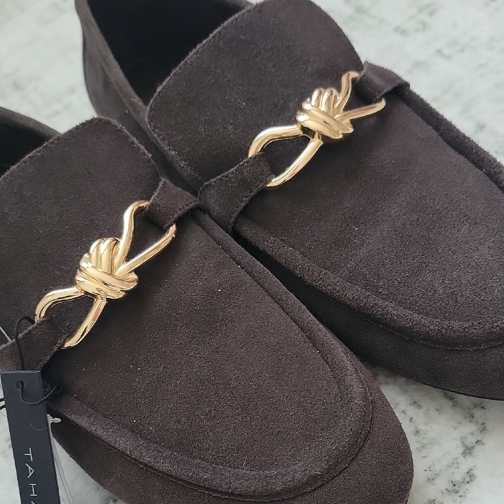 Tahari Dark Brown Loafers with Gold Accent - Picture 11 of 11